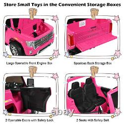 12V 2-Seater Licensed GMC Kids Ride On Truck RC Electric Car withStorage Box Pink