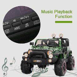 12V 2 Speed Ride On Jeep Car Remote Control, LED Light, Radio& MP3 Green
