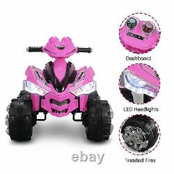 12V Battery Electric Ride On Quad Kids Toy Cars ATV With 2 Speeds ASTM F963, Pink