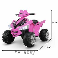 12V Battery Electric Ride On Quad Kids Toy Cars ATV With 2 Speeds ASTM F963, Pink
