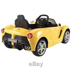 12V Battery Ferrari Electric Ride On Car Remote Control Music LED Screen Yellow
