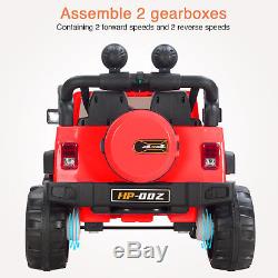 12V Battery Kids Ride on Cars Electric Power Remote Control 4 Speed Jeep Red