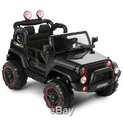 12V Battery Kids Ride on Truck Car Toys MP3 LED Lights withRC Remote Control Black