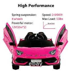 12V Battery Powered Electric Kids Ride On Car Lamborghini Aventador SVJ Pink