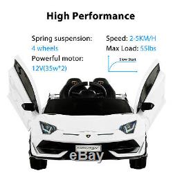 12V Battery Powered Electric Kids Ride On Car Lamborghini Aventador SVJ White
