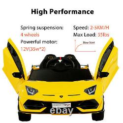 12V Battery Powered Electric Kids Ride On Car Lamborghini Aventador SVJ Yellow