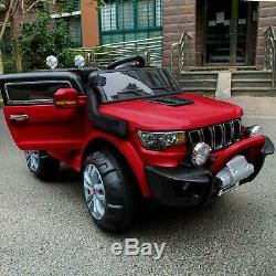 12V Battery Powered Electric Ride On Jeep with Remote Control Toy Car for Kids Red