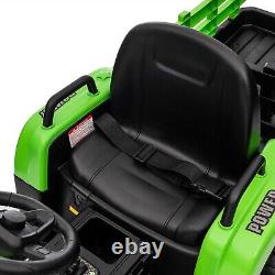 12V Battery-Powered Electric Tractor Toy with Trailer and Remote Control Ride