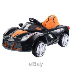 12V Battery Powered Kids Ride On Car RC Remote Control with LED Lights Music Black