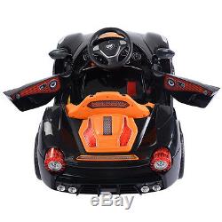 12V Battery Powered Kids Ride On Car RC Remote Control with LED Lights Music Black