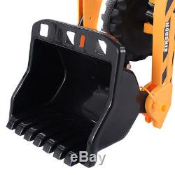 12V Battery Powered Kids Ride On Excavator Truck With Front Loader Digger Yellow