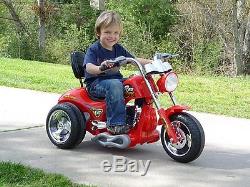 12V Battery Powered Kids Ride On Toy Chopper Motorcycle Car 3 Wheels Red