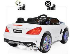 12V Battery Ride On Toy Car Mercedes SL65 RC Music Horn Sound LED Screen White