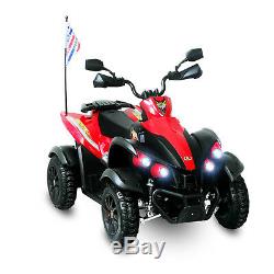 12V Electric ATV Kids Ride On Toy Car withKey Start Ignition 3 Speed LED Light Red