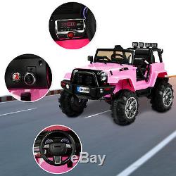 12V Electric Battery Kids Ride on Car Truck Jeep LED MP3 with Remote Control Pink