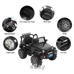 12V Electric Battery Kids Ride on Car Truck Toys LED Music Remote Control Black