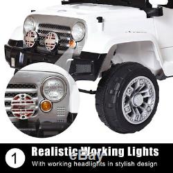 12V Electric Car Kids Ride on Truck Style Toy with Remote Control RC, MP3, White