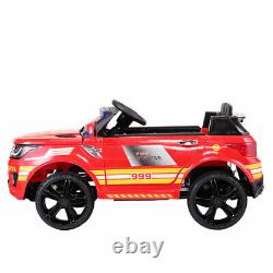12V Electric Fire Truck Kids Ride On Car SUV Toy RC Car withRemote Siren Music Red