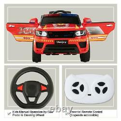 12V Electric Kids Fire Fighter Ride On SUV Car Remote Control LED&Music&Horn Red