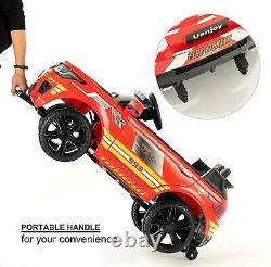 12V Electric Kids Fire Fighter Ride On SUV Car Remote Control LED&Music&Horn Red