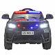 12v Electric Kids Police Ride On Suv Car Toys Rc Car With 2 Speeds Music Black