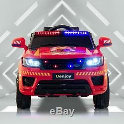 12V Electric Kids Police Ride On SUV Toy Car Remote Control LED&Music&Horn Red