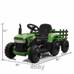 12V Electric Kids Ride On Car Battery-Powered Tractor with Trailer Children's Toy