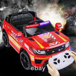 12V Electric Kids Ride On Police Car SUV Toys RC Car with Remote & Music Red