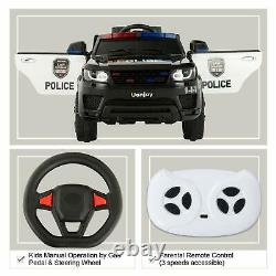 12V Electric Kids Ride On Police SUV Toy Car Remote Control LED&Music&Horn Black