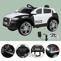 12V Electric Kids Ride On SUV Police Car With Remote LED Light Music Black