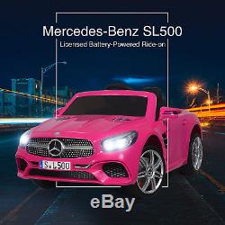 12V Electric Kids Ride On Toy Cars Benz SL500 6 Speeds with Remote Control Pink