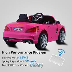 12V Electric Kids Ride On Toy Cars Benz SL500 6 Speeds with Remote Control Pink