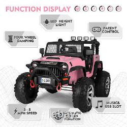 12V Electric Kids Ride on Car Remote Control Large Truck Battery LED Music Pink