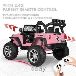 12V Electric Kids Ride on Car Remote Control Large Truck Battery LED Music Pink