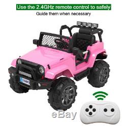12V Electric Kids Ride on Car Toys Jeep Truck LED Music + Remote Control Pink