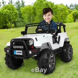 12V Electric Kids Ride on Car Toys Jeep Truck LED Music and Remote Control White