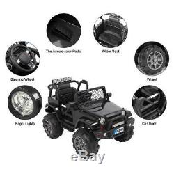 12V Electric Kids Ride on Car Toys Jeep Truck LED Music withRemote Control Black