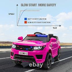 12V Electric Police Car Kids Ride On SUV Toy RC Remote Siren Flashing Light Pink