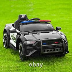 12V Electric Police Car Kids Ride On SUV Toy RC with Remote & Siren Flashing Light