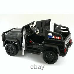 12V Electric Police Kids Ride On Car SUV Truck withLights Remote Control Toy Black