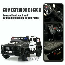 12V Electric Police Kids Ride On Car SUV Truck withLights Remote Control Toy Black