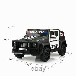 12V Electric Police Kids Ride On Car Toy SUV Truck withLights Remote Control Black