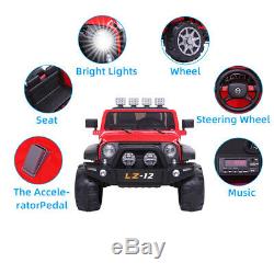 12V Electric Ride On Car Kids Jeep Toys Wheel Lights Music Remote Control Red