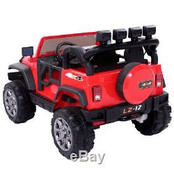 12V Electric Ride On Car Kids Jeep Toys Wheel Lights Music Remote Control Red