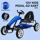 12v Go Kart Ride On Toy Outdoor Racer Car With Eva Tires Switches Gas Pedal Blue