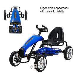 12V Go Kart Ride On Toy Outdoor Racer Car With EVA Tires Switches Gas Pedal Blue