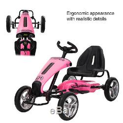 12V Go Kart Ride On Toy Outdoor Racer Car With EVA Tires Switches Gas Pedal Pink