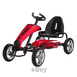 12V Go Kart Ride On Toy Outdoor Racer Car With EVA Tires Switches Gas Pedal Red