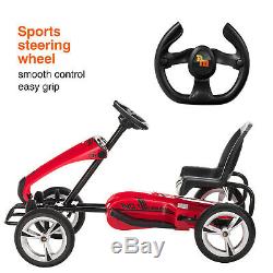 12V Go Kart Ride On Toy Outdoor Racer Car With EVA Tires Switches Gas Pedal Red