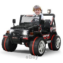 12V Jeep Electric Ride-On Car For Children Parent Control Battery Powered Black